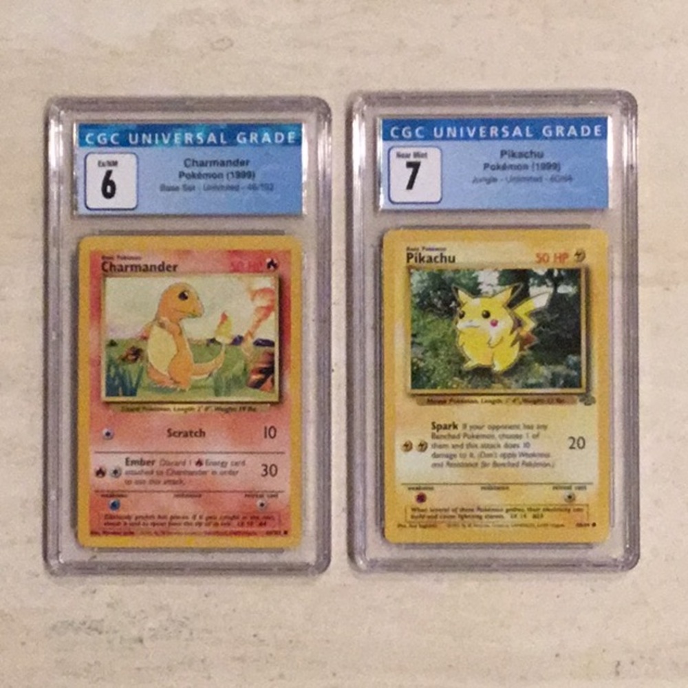 Pikachu & Charmander 1999 Pokemon 60/64 46/102 Base Set CGC 7 Graded Card - Picture 2 of 10